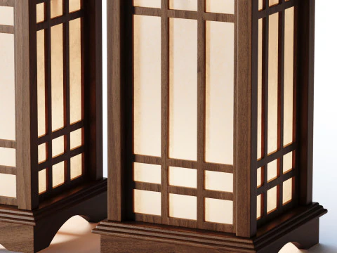 Japanese Style Wood Table Floor Lamp 3D Model