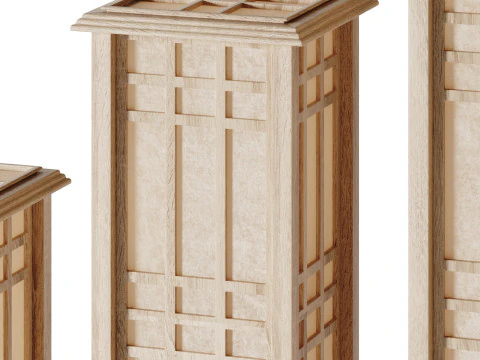 Japanese Style Wood Table Floor Lamp 3D Model