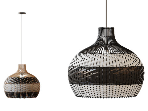 Lampshade Rattan Pendant Light Modelo 3D