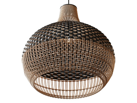 Lampshade Rattan Pendant Light Model 3D