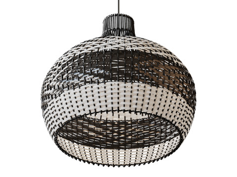 Lampshade Rattan Pendant Light Model 3D