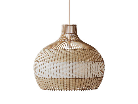 Lampshade Rattan Pendant Light Model 3D
