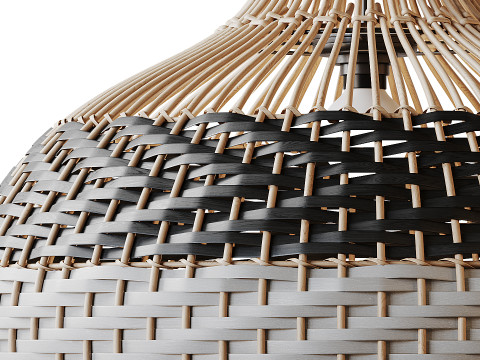 Lampshade Rattan Pendant Light Model 3D
