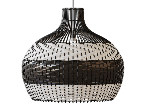 Lampshade Rattan Pendant Light Model 3D