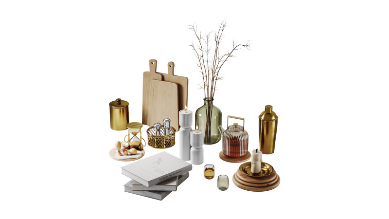 Decorative Set 03 Model 3D .c4d .max .obj .3ds .fbx .stl .blend 