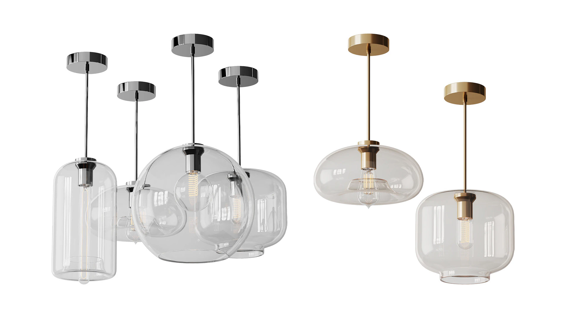 Moderne glazen hanglampen light 3D Model .c4d .max .obj .3ds .fbx .stl .blend