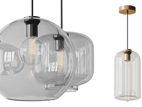 Moderne glazen hanglampen light 3D Model