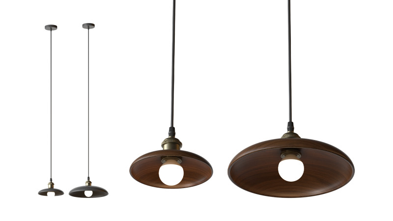 Nordic Wood Chandelier Single Head Bedside Pendant Lamp 3D Model .c4d .max .obj .3ds .fbx .stl .blend 
