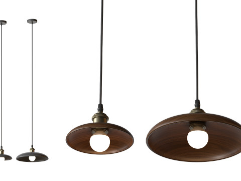 Nordic Wood Chandelier Single Head Bedside Pendant Lamp Modelo 3D