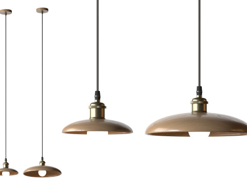 Nordic Wood Chandelier Single Head Bedside Pendant Lamp 3D Model
