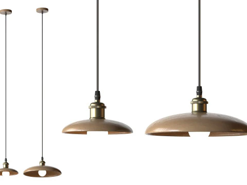 Nordic Wood Chandelier Single Head Bedside Pendant Lamp 3D Model