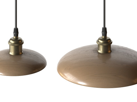 Nordic Wood Chandelier Single Head Bedside Pendant Lamp 3D Model