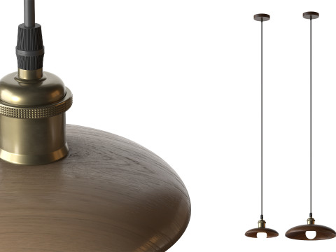 Nordic Wood Chandelier Single Head Bedside Pendant Lamp 3D Model