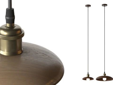 Nordic Wood Chandelier Single Head Bedside Pendant Lamp 3D Model