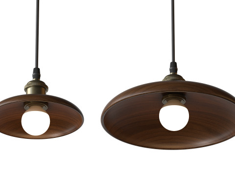 Nordic Wood Chandelier Single Head Bedside Pendant Lamp 3D Model