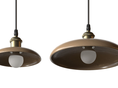 Nordic Wood Chandelier Single Head Bedside Pendant Lamp 3D Model