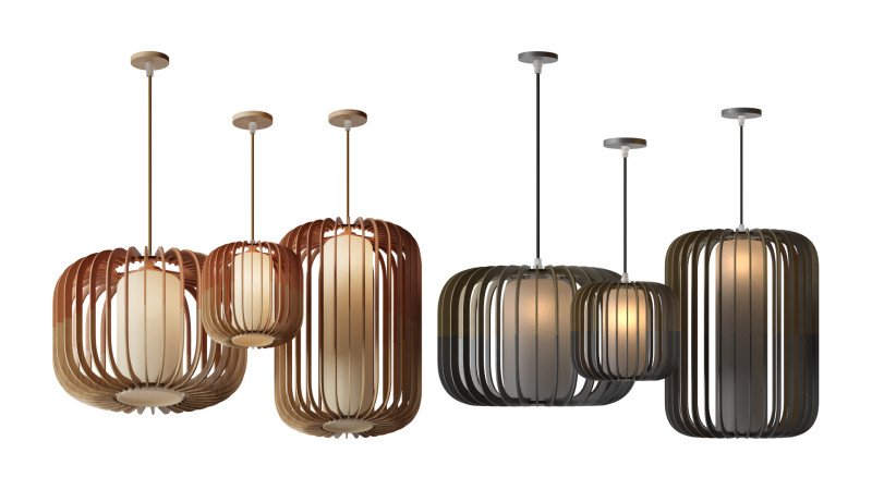 Nordic Wooden Pendant Lamp 3D Model .c4d .max .obj .3ds .fbx .stl .blend