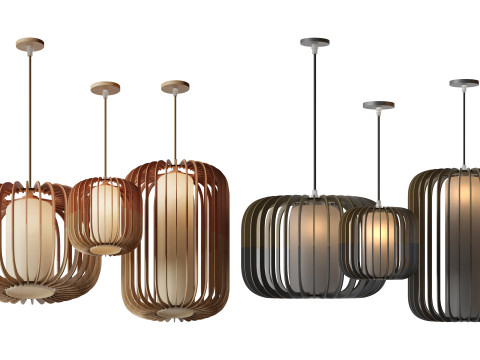 Nordic Wooden Pendant Lamp 3D Model