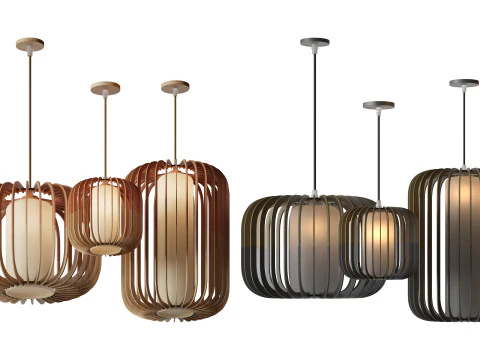 नॉर्डिक लकड़ी का पेंडेंट लैंप 3D मॉडल