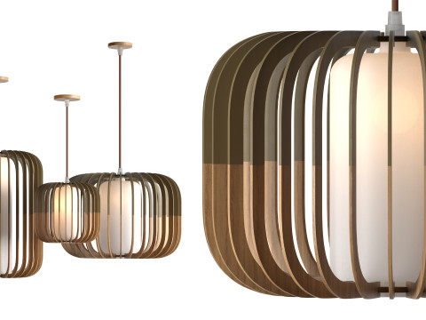 Nordic Wooden Pendant Lamp 3D Model