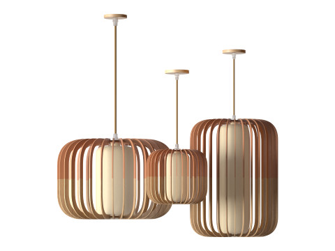 Nordic Wooden Pendant Lamp 3D Model