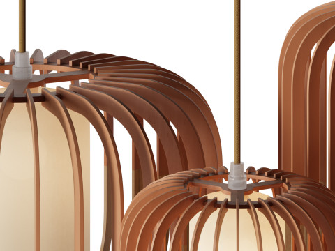 Nordic Wooden Pendant Lamp 3D Model
