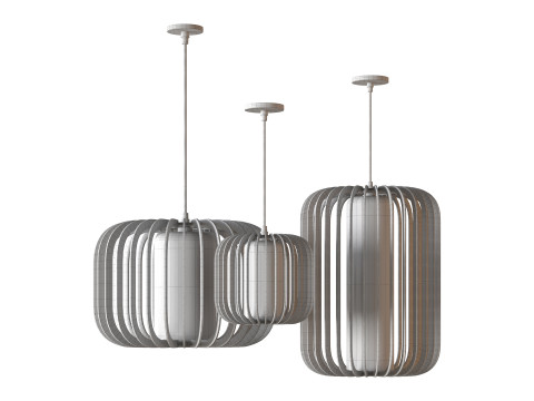 Nordic Wooden Pendant Lamp 3D Model