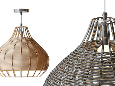 रतन पेंडेंट लैंपशेड विकर चंदेलियर 3D मॉडल