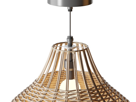 Rattan Pendant Lampshade Wicker Chandelier 3D Model