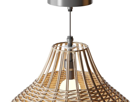 Rattan Pendant Lampshade Wicker Chandelier 3D Model