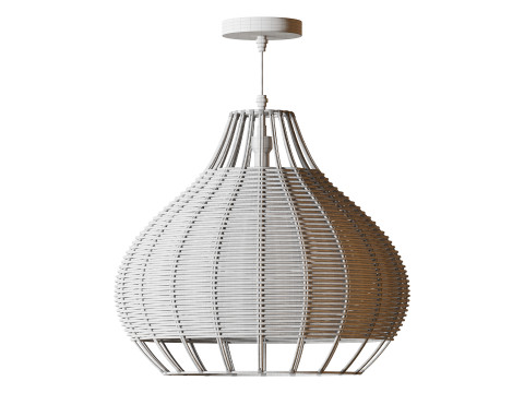 Rattan Pendant Lampshade Wicker Chandelier 3D Model