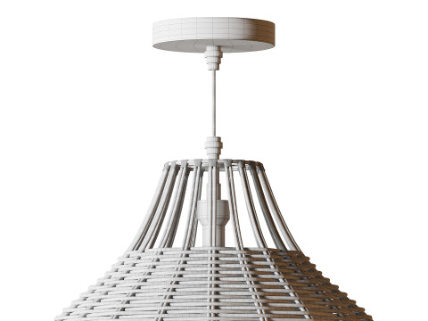 Rattan Pendant Lampshade Wicker Chandelier 3D Model