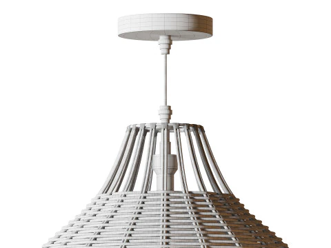 Rattan Pendant Lampshade Wicker Chandelier 3D Model