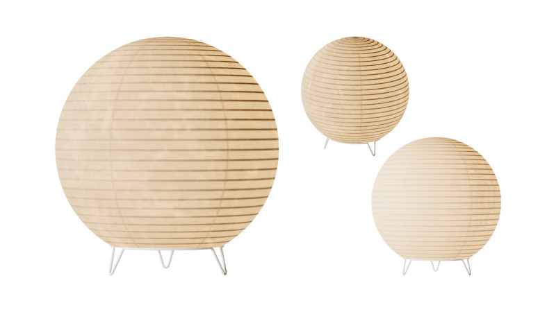 Round LED Japanese Style Lantern Rice Paper Desk Lamp 3Dモデル .c4d .max .obj .3ds .fbx .stl .blend