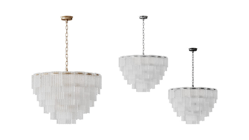 Round pendant chandelier made of ribbed glass light 3D 모델 .c4d .max .obj .3ds .fbx .stl .blend