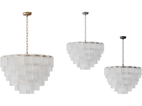 Round pendant chandelier made of ribbed glass light 3D Modell