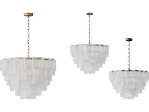 Круглая подвесная люстра из ребристого стекла. 3D Модель