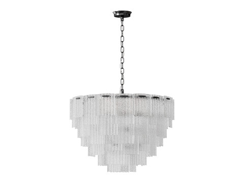 Round pendant chandelier made of ribbed glass light 3D 모델