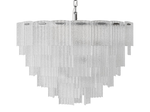 Round pendant chandelier made of ribbed glass light 3D 모델