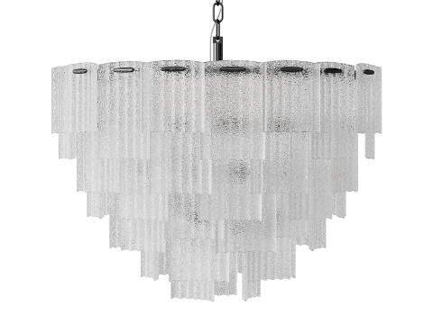 Round pendant chandelier made of ribbed glass light 3D 모델
