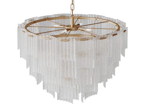 Round pendant chandelier made of ribbed glass light 3D 모델