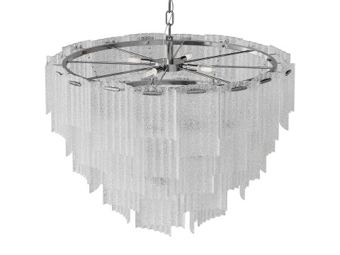 Round pendant chandelier made of ribbed glass light 3D 모델