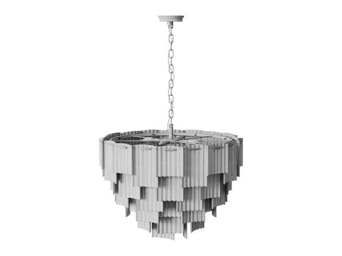 Round pendant chandelier made of ribbed glass light 3D 모델