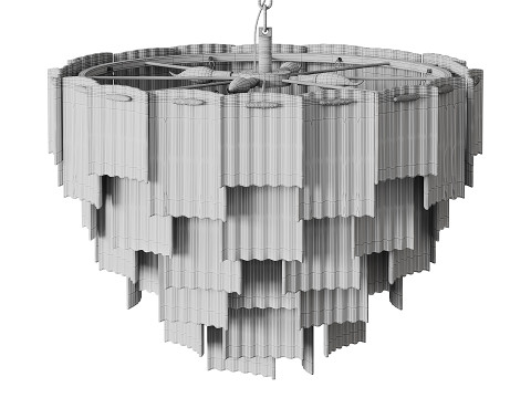 Round pendant chandelier made of ribbed glass light 3D 모델