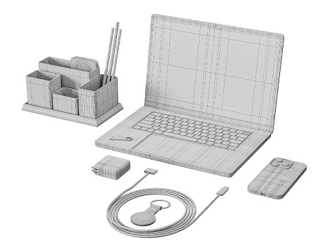 Set of Apple equipment 01 3D 모델