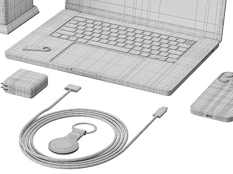 Set of Apple equipment 01 3D 모델