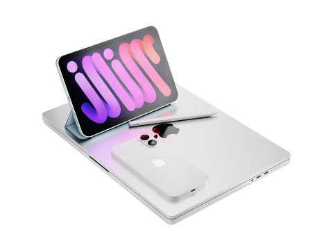 Set of Apple equipment 03 3D 모델