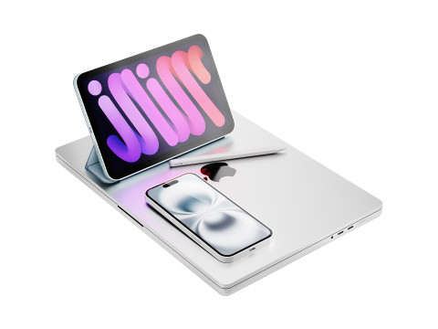 Set of Apple equipment 03 3D 모델