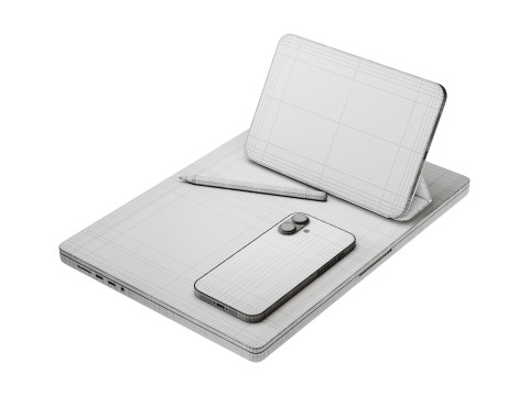 Set of Apple equipment 03 3D 모델