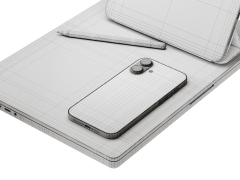 Set of Apple equipment 03 3D 모델